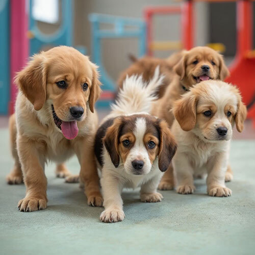 Welpengruppe in der beheizten Halle!